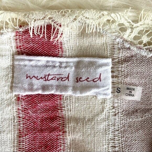 Mustard Seed Spaghetti Strap Cropped Lace Trimmed Linen Camisole - Picture 10 of 11